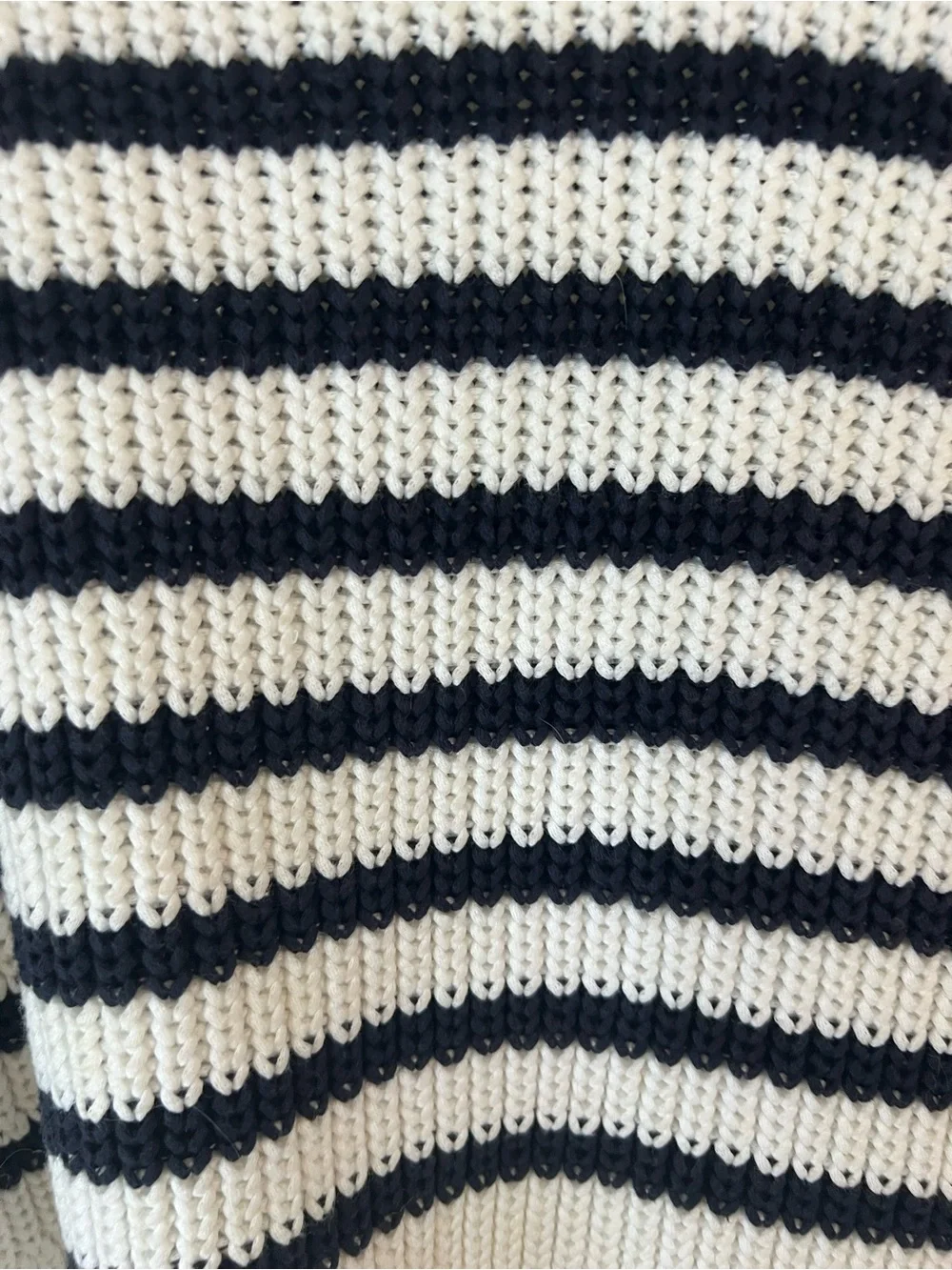 kate spade Aura Chunky Ribbed Knit White and Black Striped Crewneck Sweater